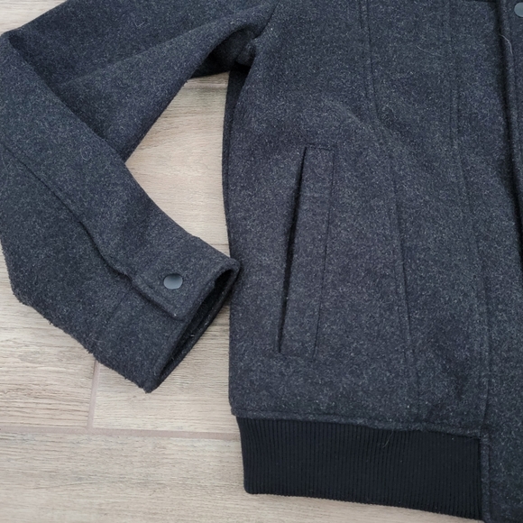 Zara Black Wool Blend Pocket Jacket With Elastic Waist Band Mens Small - Picture 7 of 16